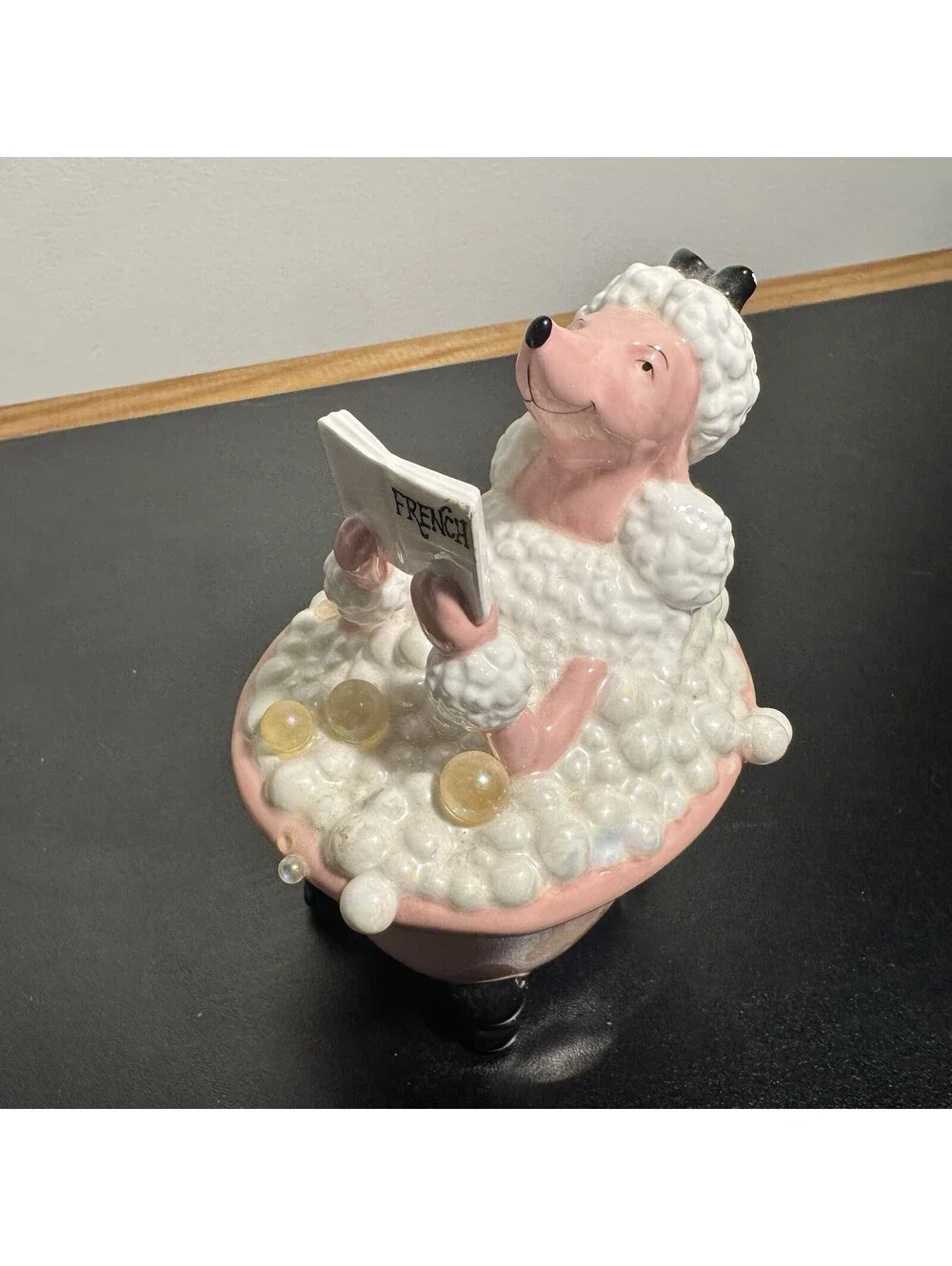 Department 56 Pink Poodle Bathtub Candle RARE Trinket Bubbles